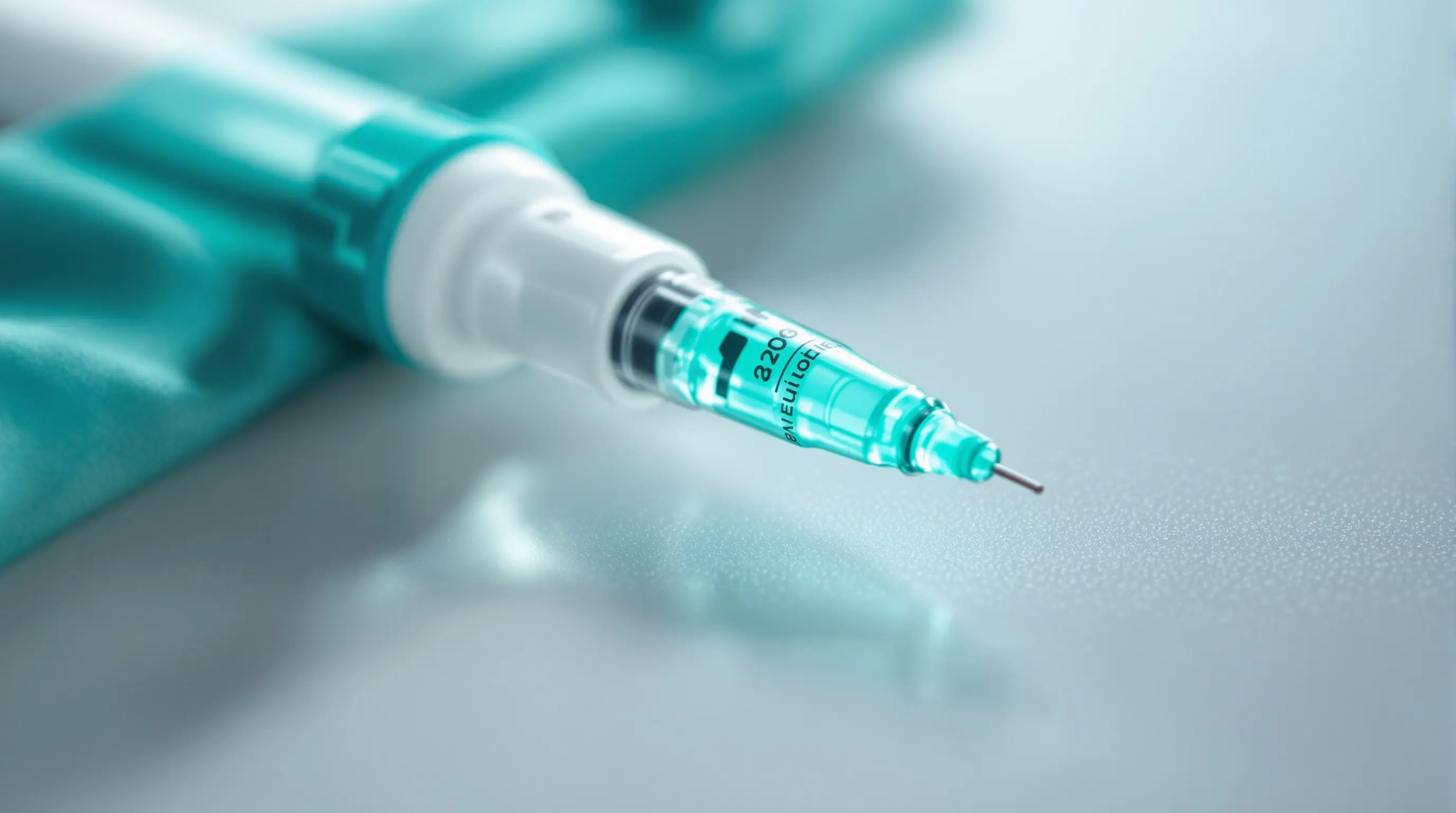 Medical injection pen on clinical surface representing compounded semaglutide medication guide